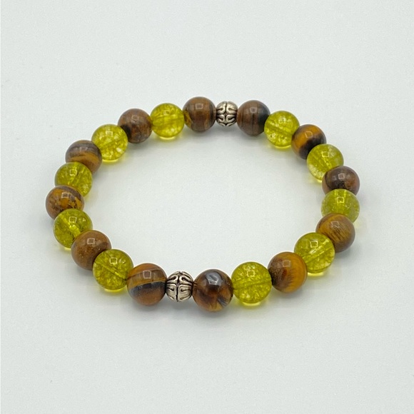 Confidence & Balance Bracelet | 8mm Gemstone Bracelet | TigersEye • Peridot | - Picture 2 of 3